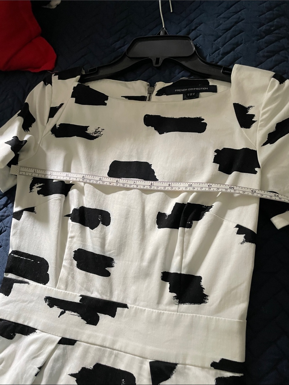 French Connection- Black & White Brushstroke Short Sleeve Dress - Picture 11 of 11